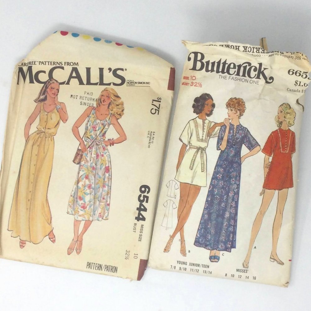 Vintage Women's Sewing Patterns Pinafore & Coverup 1970s 10